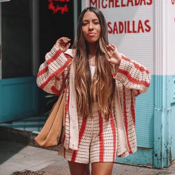 NWT Zara 2-Piece Openwork Knit Jacket & Shorts Set - Picture 8 of 12